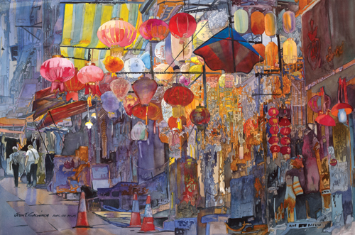 watercolor-cityscape-John-Salminen-Hong-Kong-Central